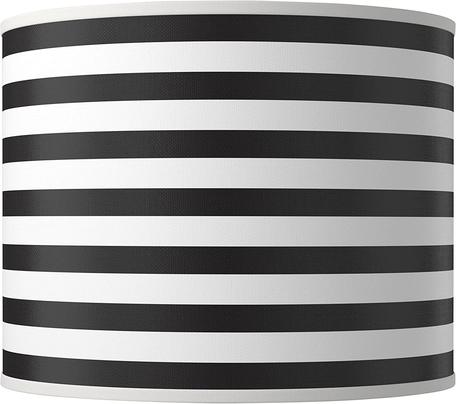 Retro Hardback Black and White Striped Drum Shade