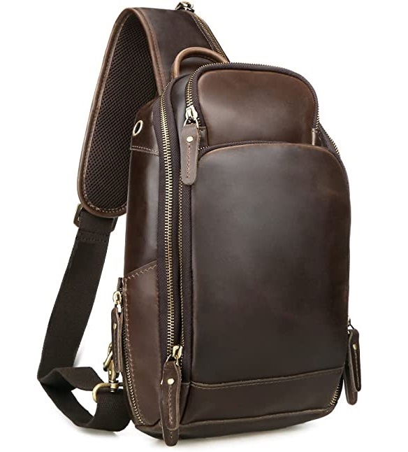 Retro leather sling bag