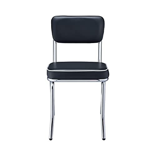 Retro Side Chairs with Cushion Black and Chrome (Set of 2)