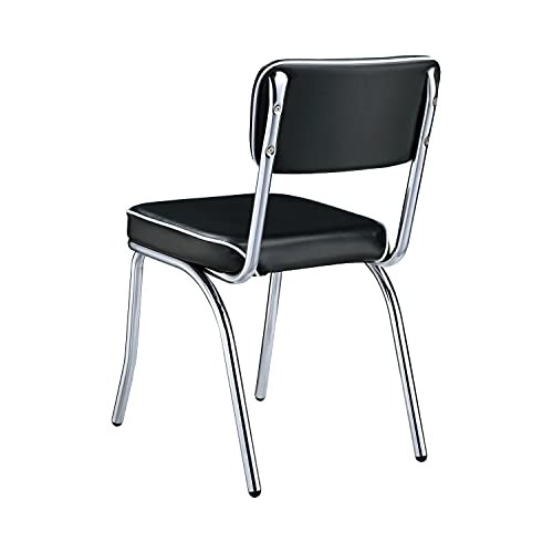 Retro Side Chairs with Cushion Black and Chrome (Set of 2)