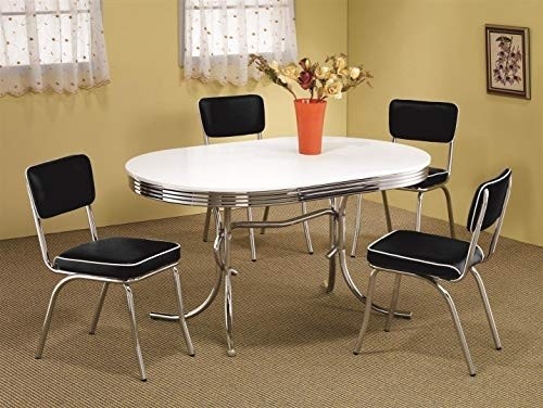 Retro Side Chairs with Cushion Black and Chrome (Set of 2)