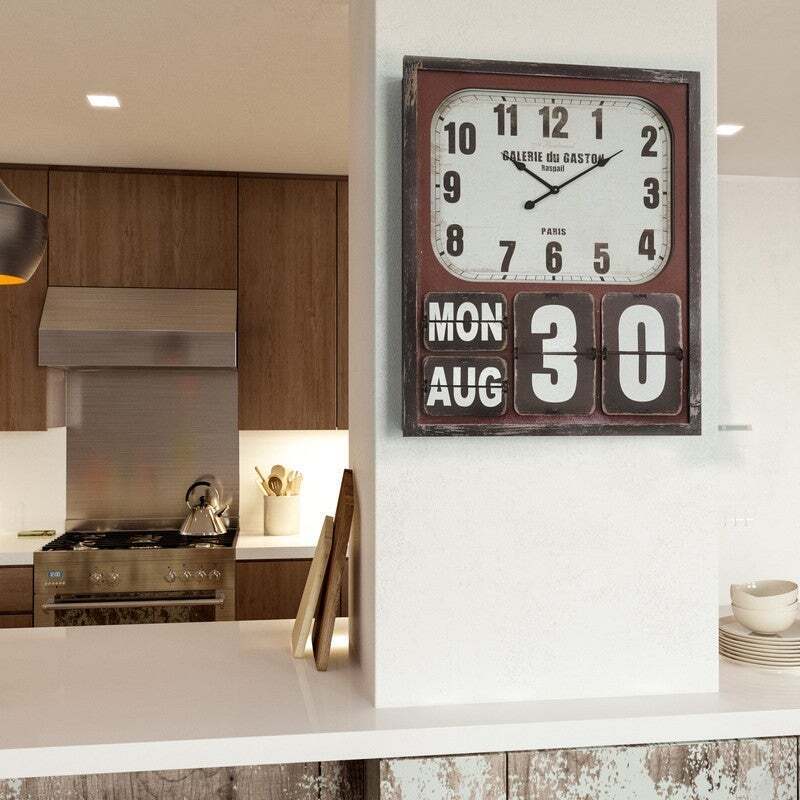 Retro Wall Clock With Day and Date