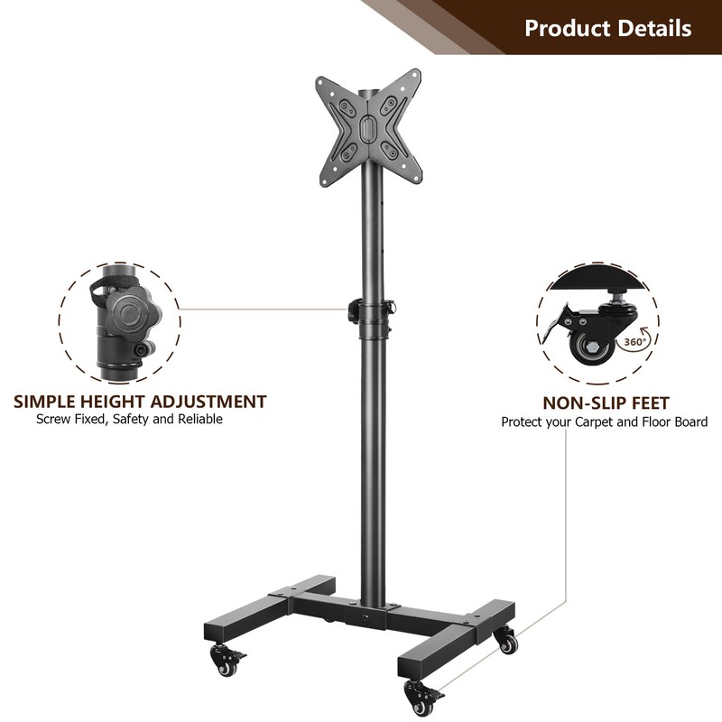 Rfiver Black Swivel Floor Stand Mount for Screens Holds up to 55 Lb. lbs
