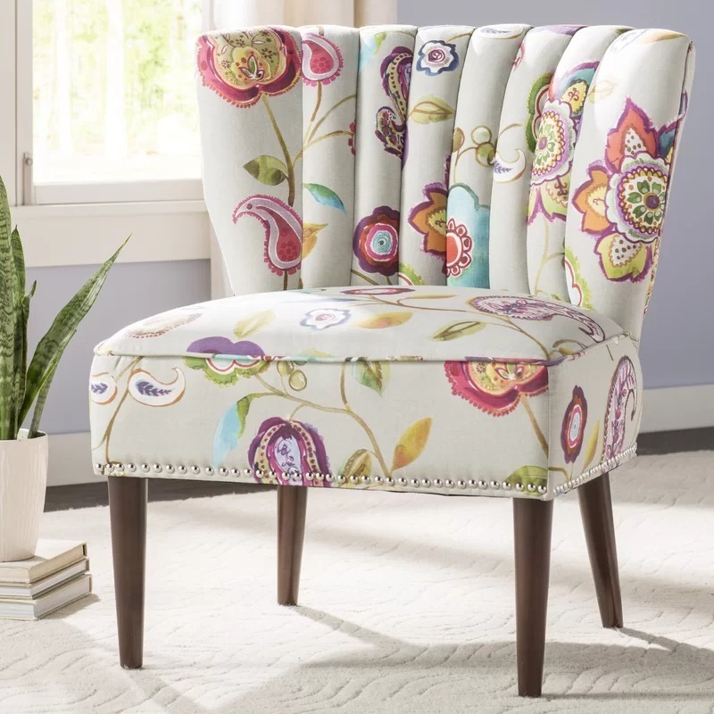 Ribbed Back Floral Arm Chair 