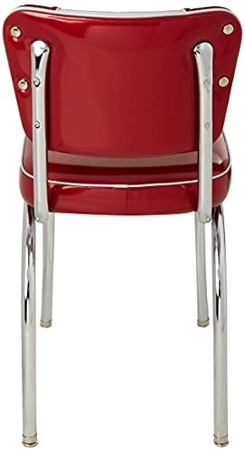 Richardson Seating Retro V-Back Diner Chair with 2" Box Seat, Glitter Sparkle Red/Glitter Silver