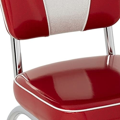Richardson Seating Retro V-Back Diner Chair with 2" Box Seat, Glitter Sparkle Red/Glitter Silver