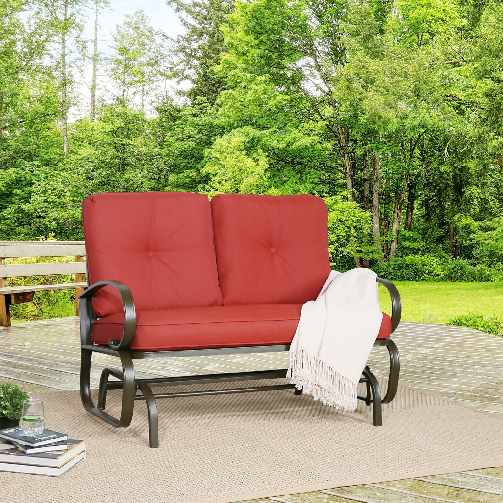 Seats 2 Better Homes and Gardens Providence Outdoor Glider Bench Green 
