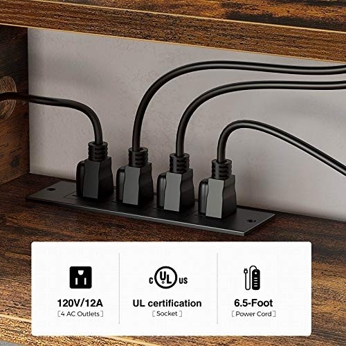 Rolanstar Wall Mounted Media Console with Power Outlet 59", Rustic Floating TV Stand Component Shelf, Entertainment Storage Shelf for Living Room, Rustic Brown