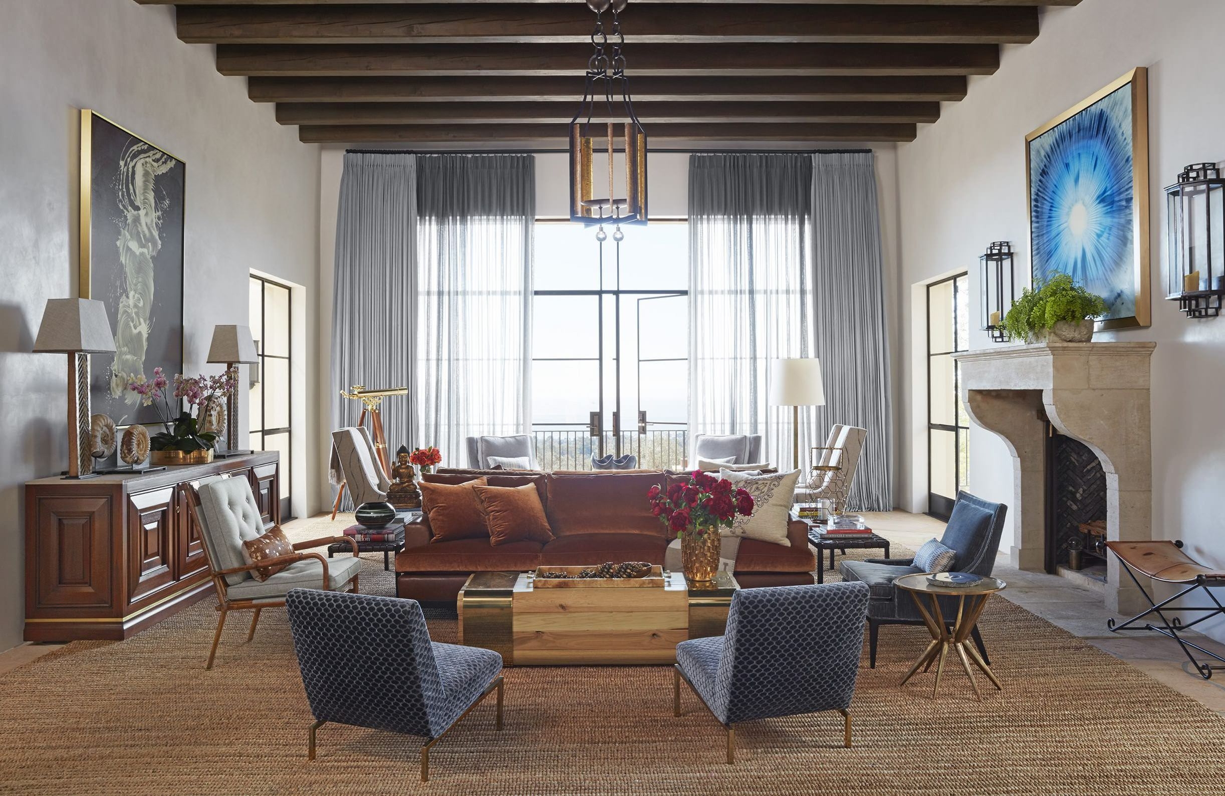 Room Using Dark Orange Colored Furniture