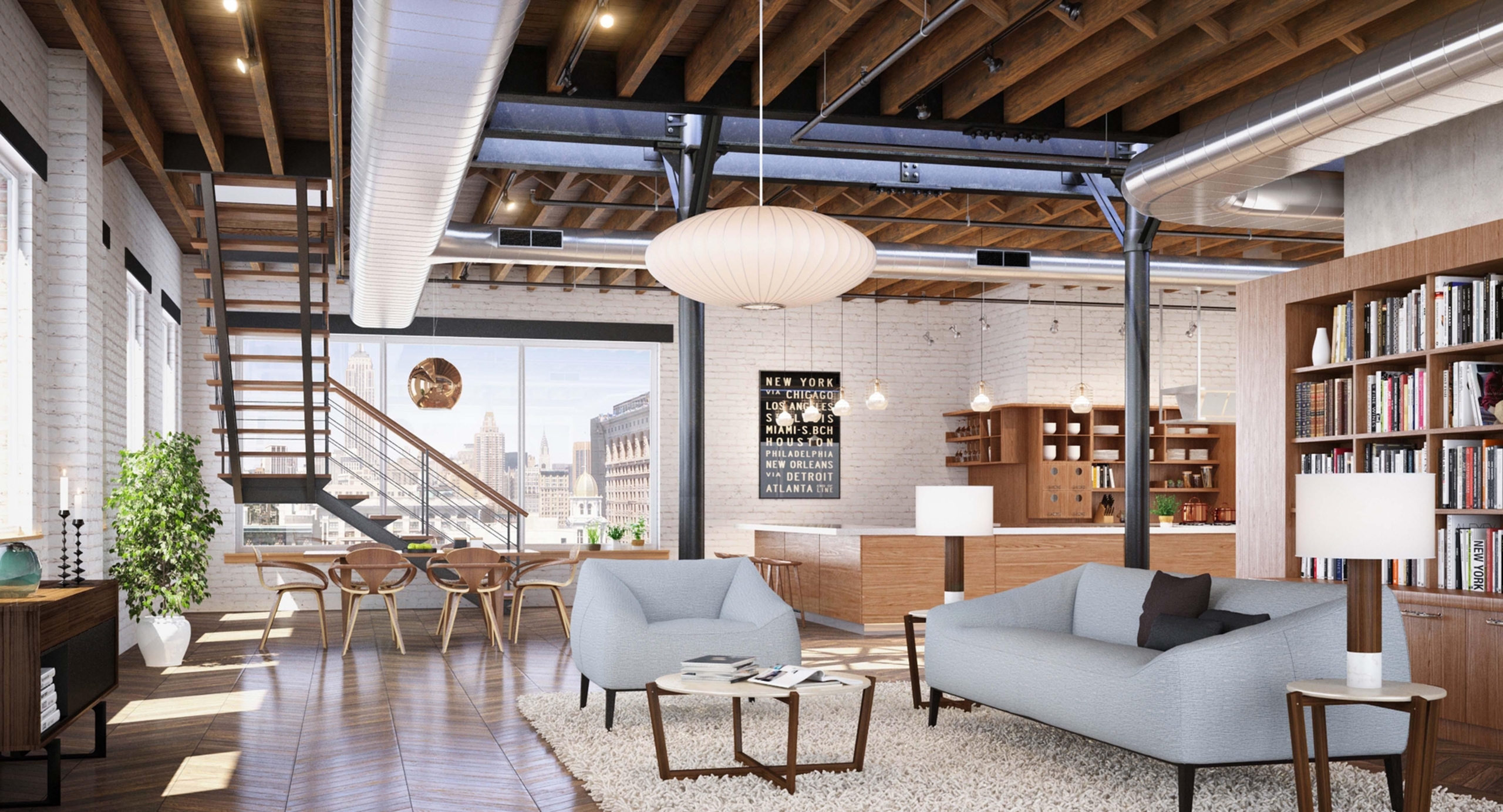 Room With Unique Style Hanging Lights
