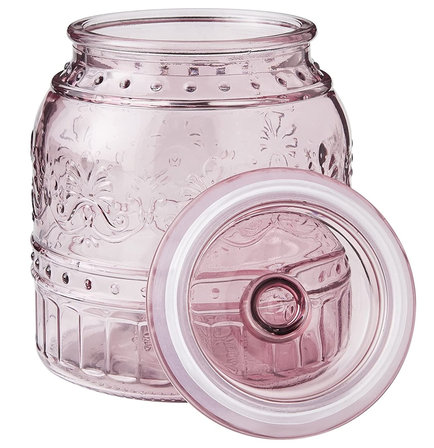 Rose Colored Glass Kitchen Canisters