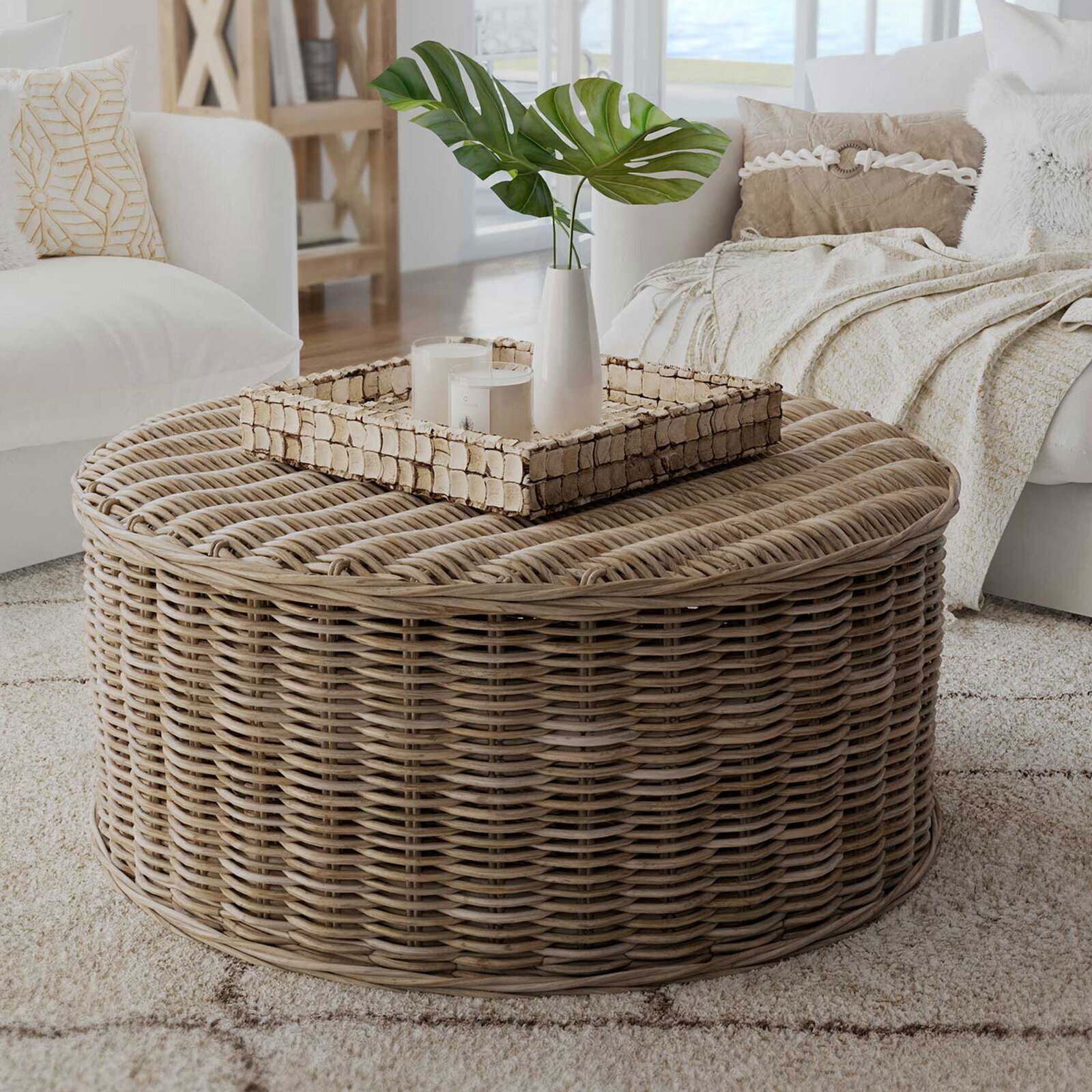 Round basket coffee table