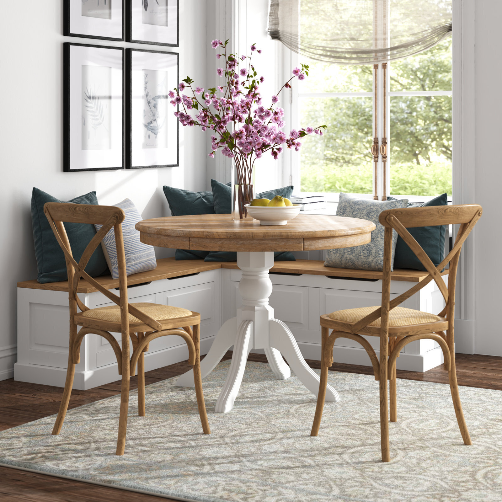 Round Breakfast Nook Table With Bench