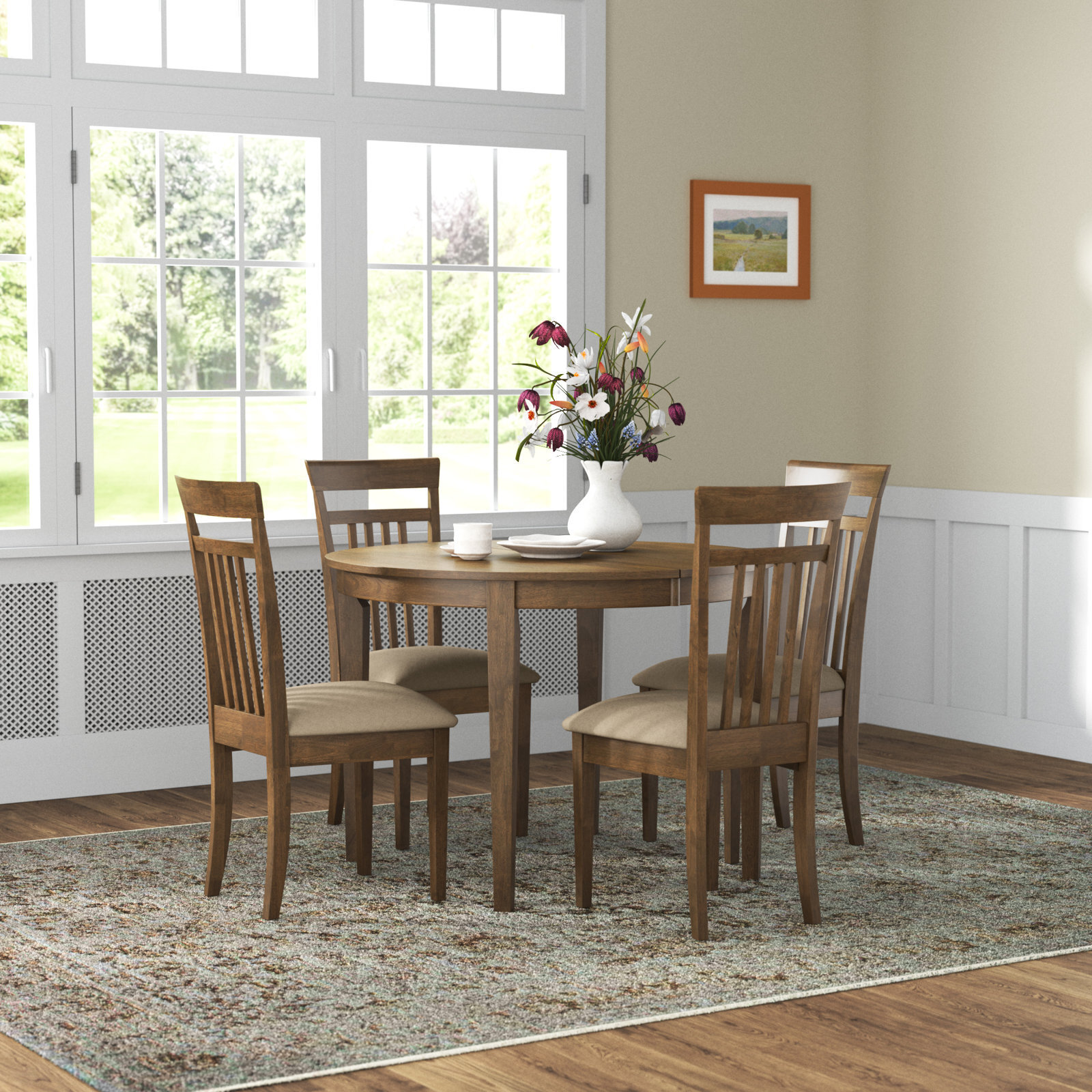 Round Dining Table Set With Leaf Extension