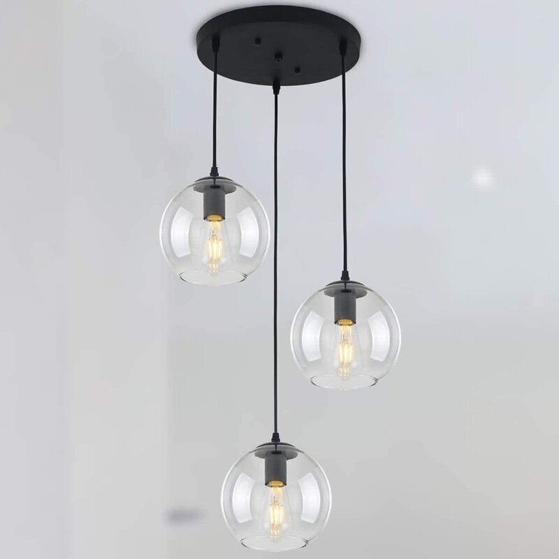 Round Large Glass Pendant Lights For Kitchen Island