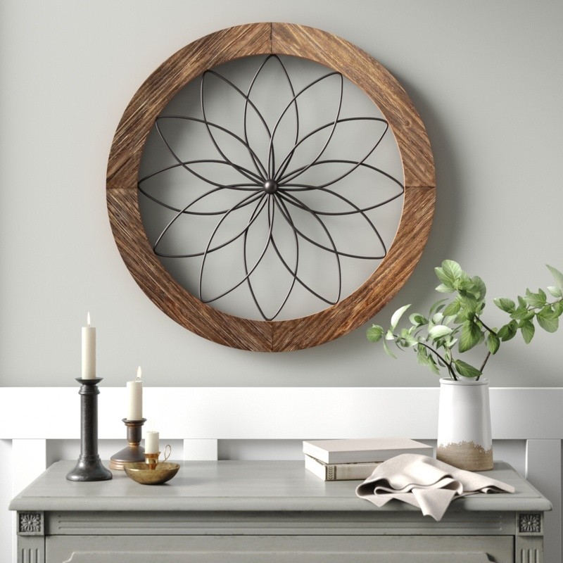 Round Medallion Wood and Metal Wall Décor