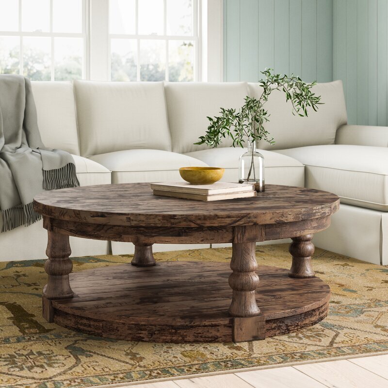 Round Rustic Worn Southwest Coffee Table