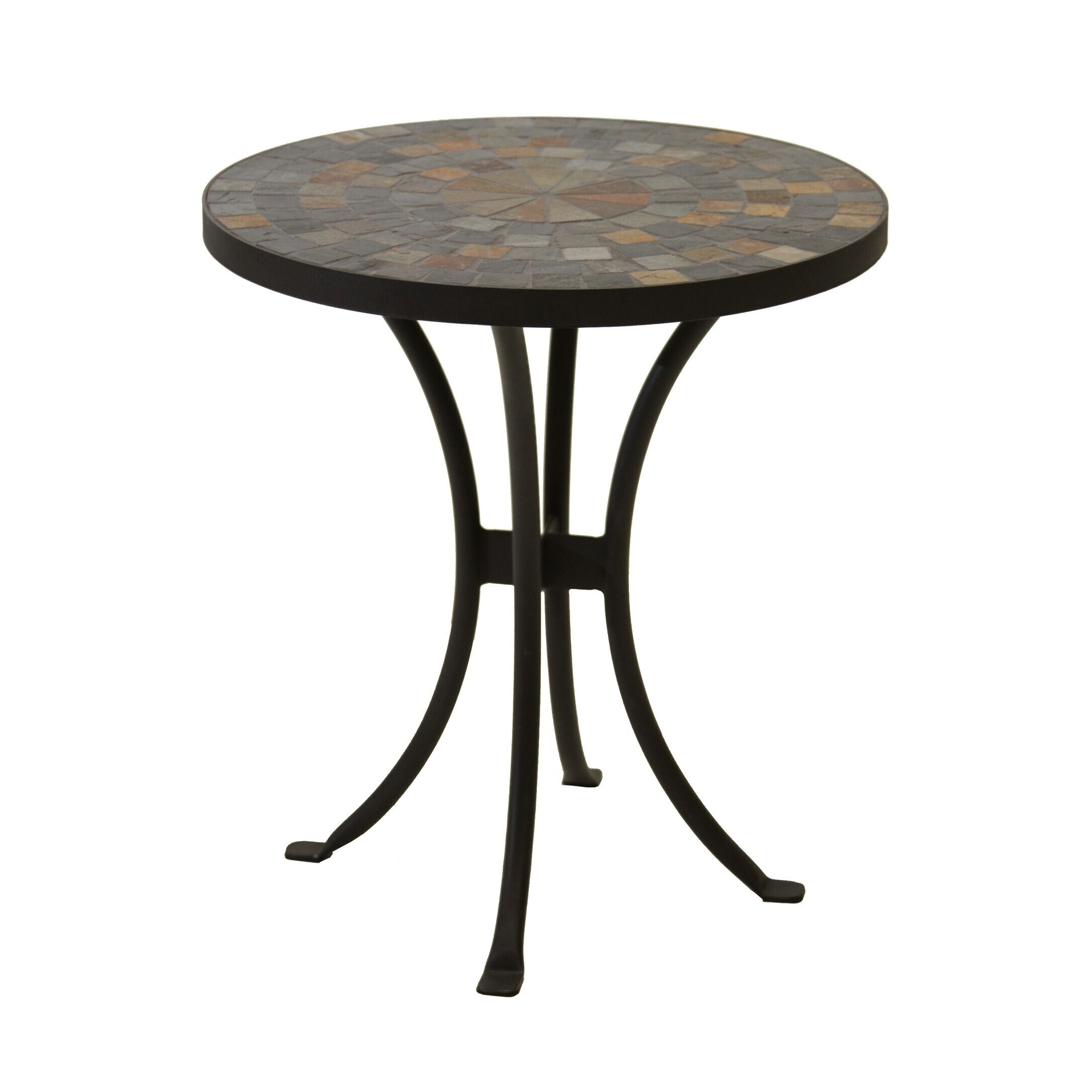 Round Slate Top End Table
