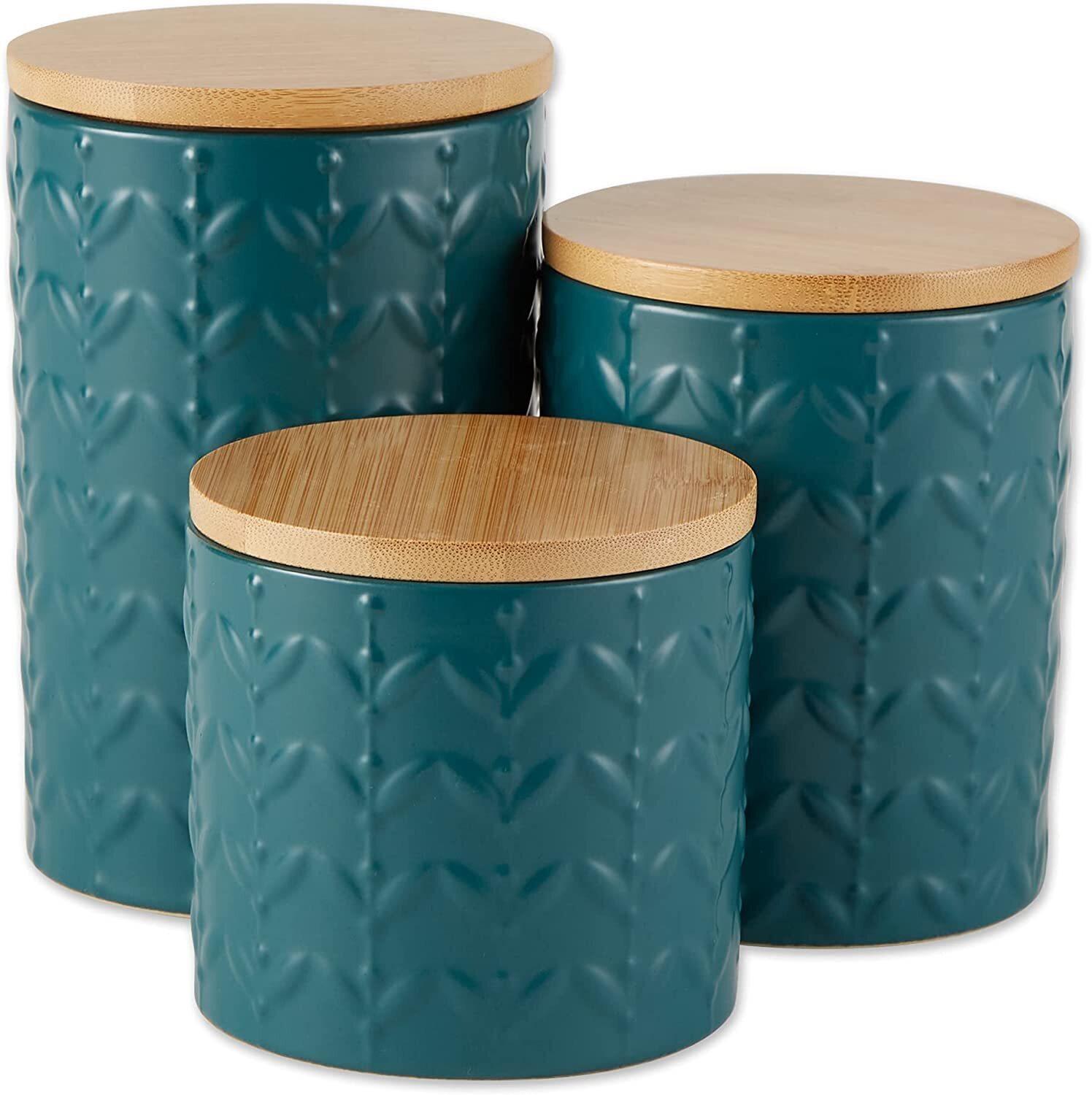 Round Teal Canister Set