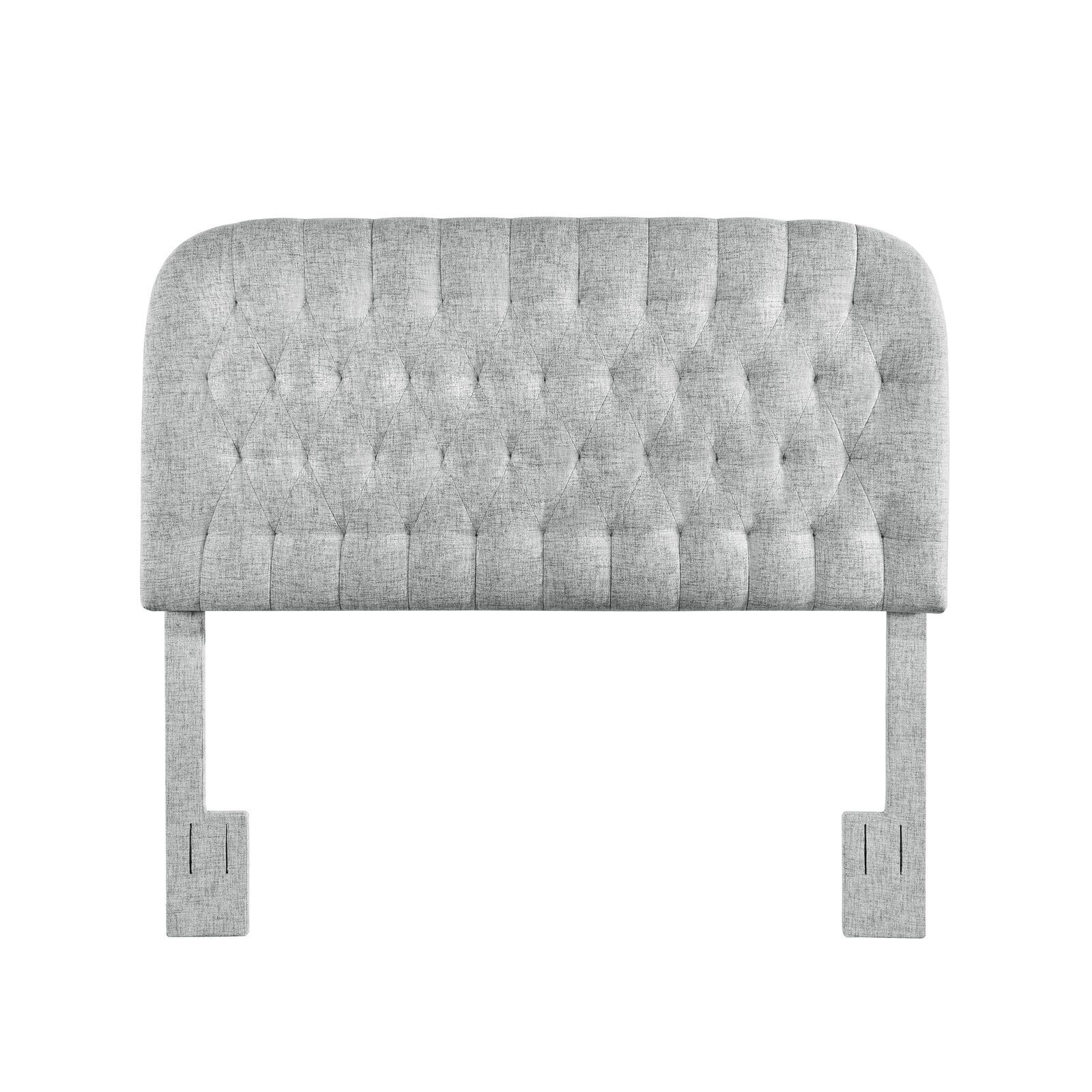 Rounded Silver Upholstered Headboard