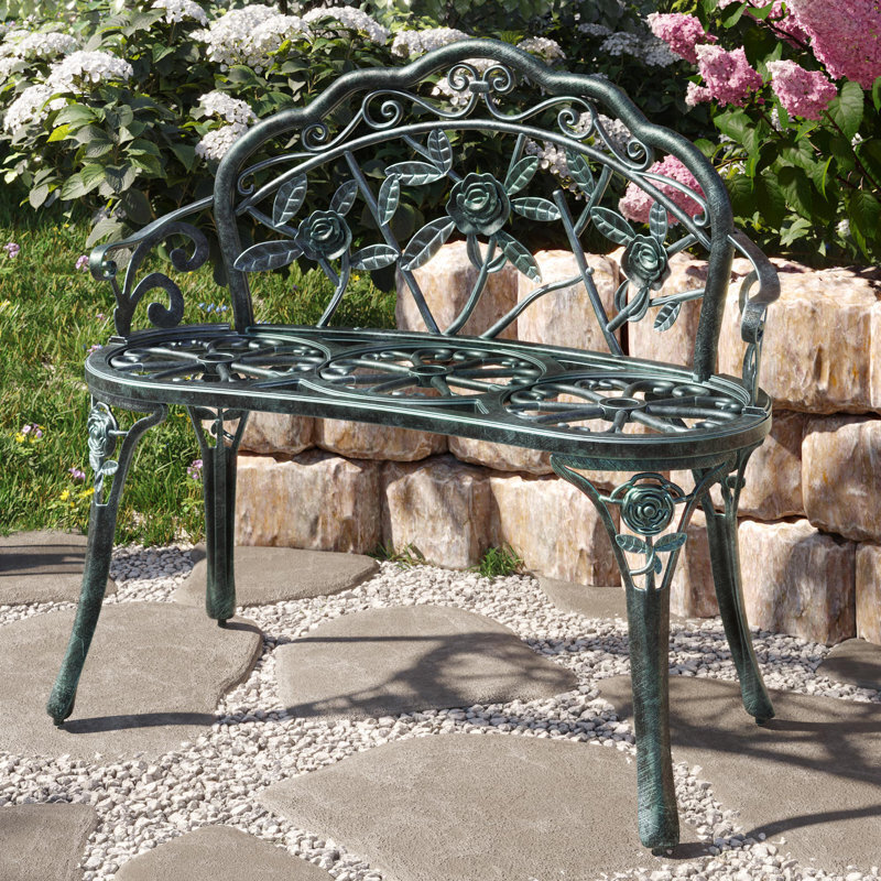 Rounded Small Metal Bench for Outdoors
