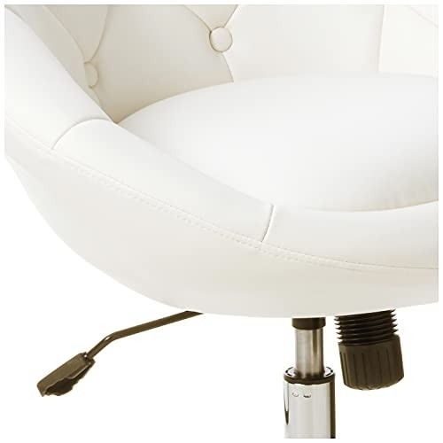 Roundhill Furniture Noas Contemporary Round Tufted Back Tilt Swivel Accent Chair, White