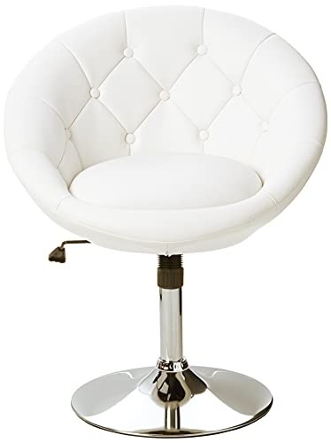 Roundhill Furniture Noas Contemporary Round Tufted Back Tilt Swivel Accent Chair, White