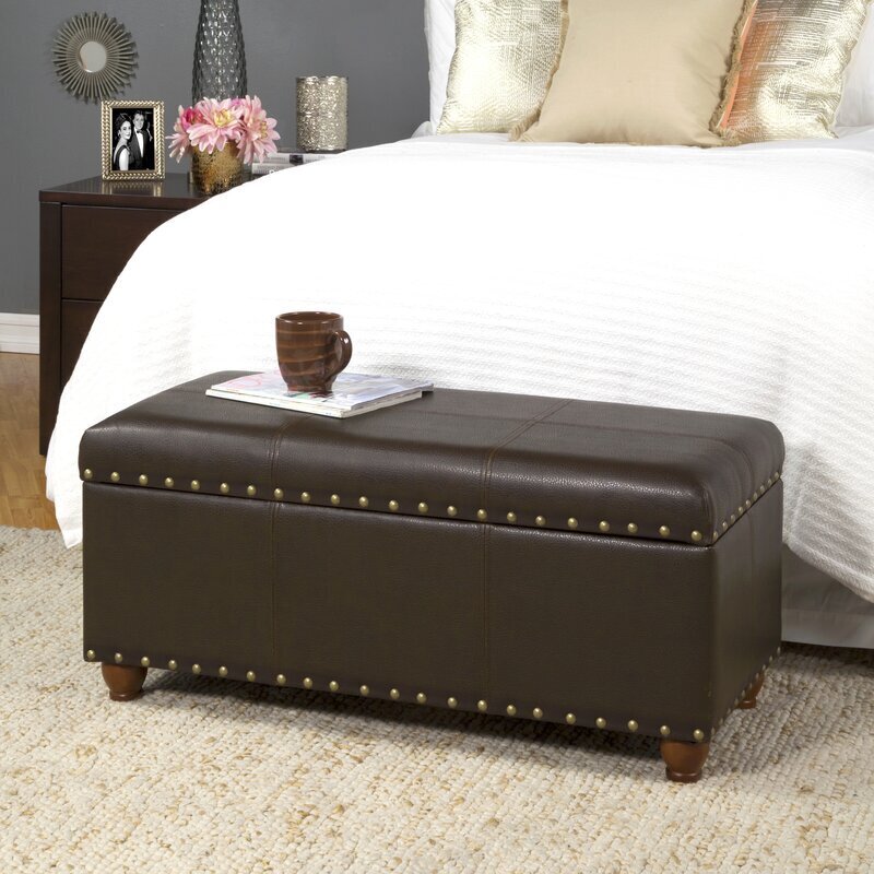 Rubberwood end of bed bench with storage