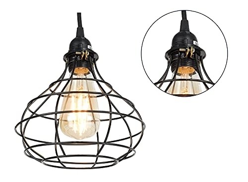 Rustic Design Industrial Look Sphere Pendant Lamp Cage by ArtifactDesign Black