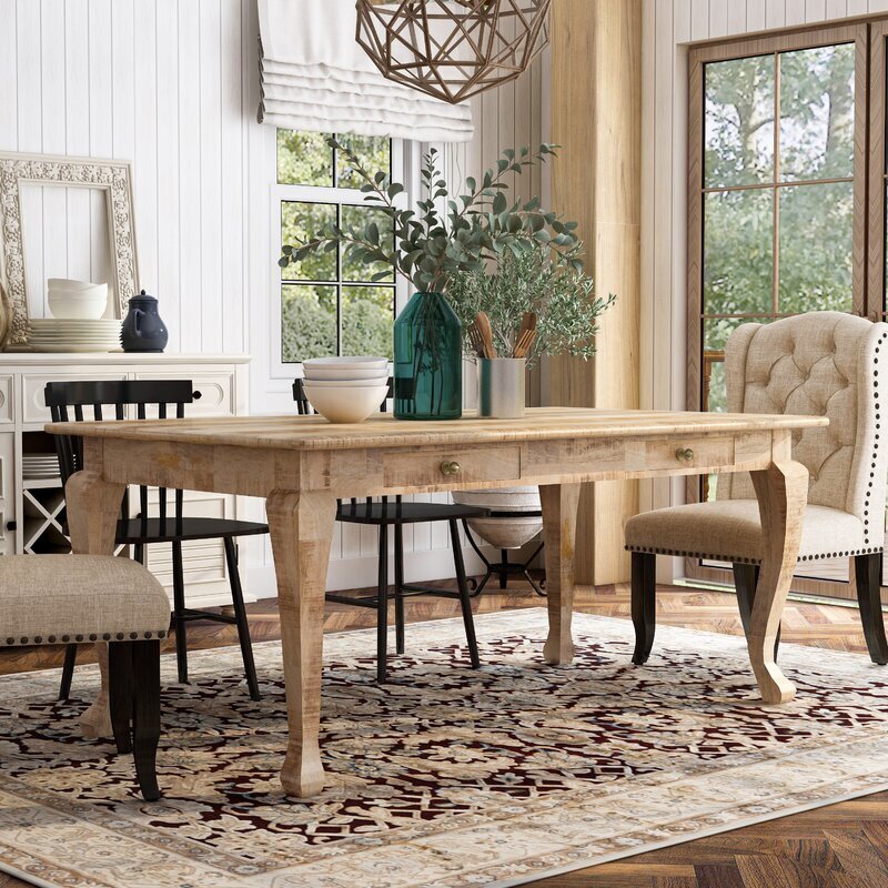 Rustic Dining Table with Drawer Design