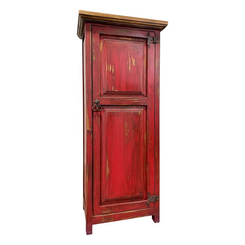 Red Painted Cupboard Handmade Wooden Wall Hanging Storage Cabinet Home  Decor