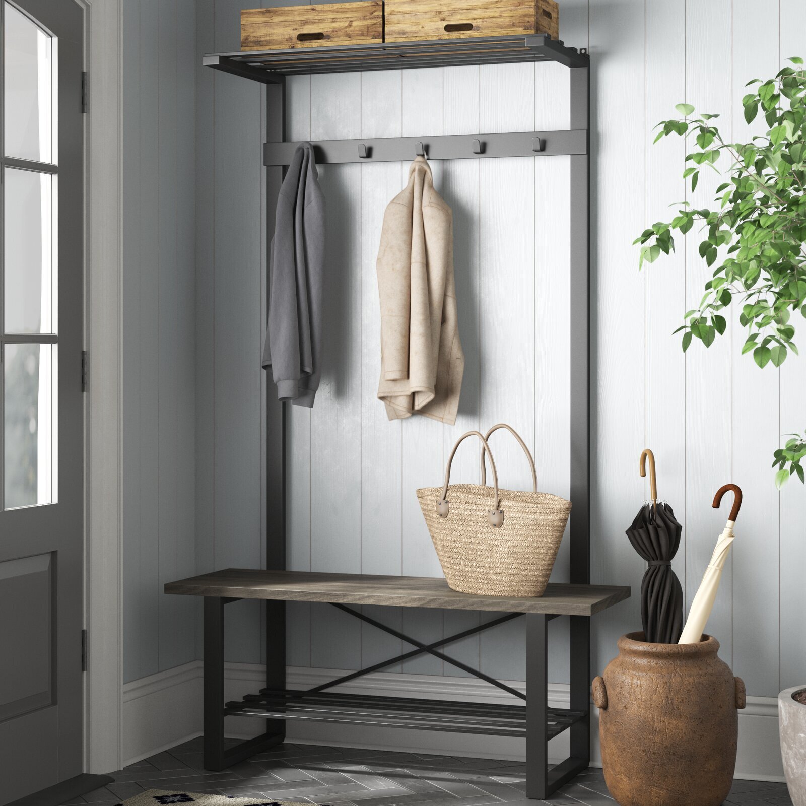 Coat stand with discount seat