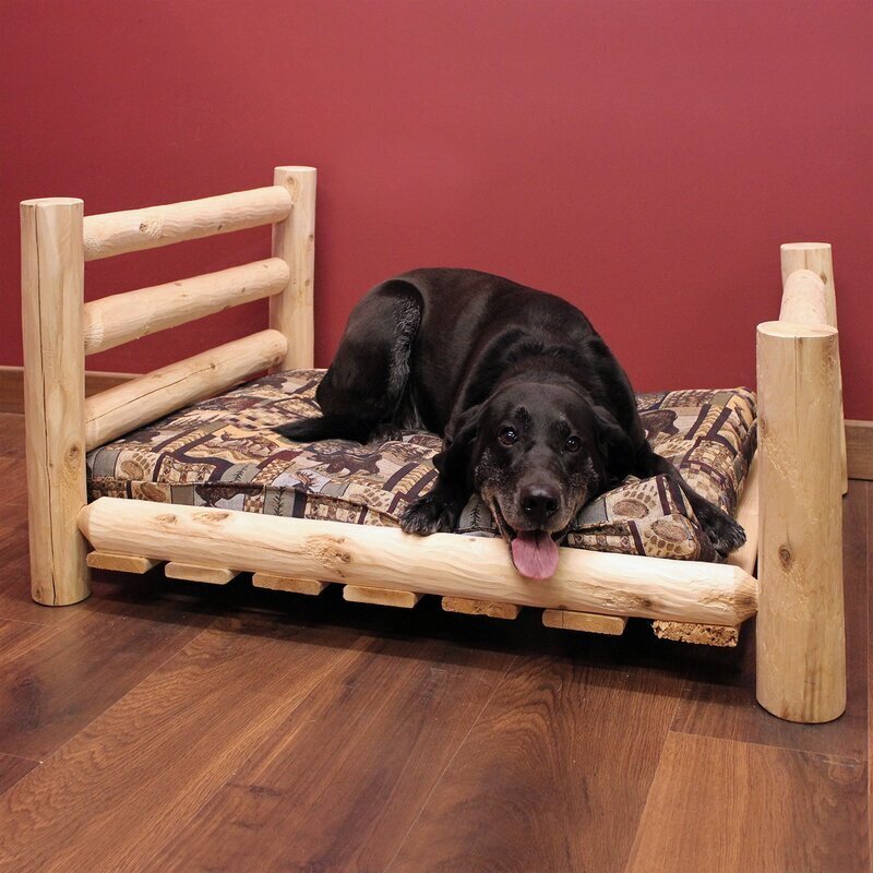 Rustic Natural Pine Log Dog Bed 