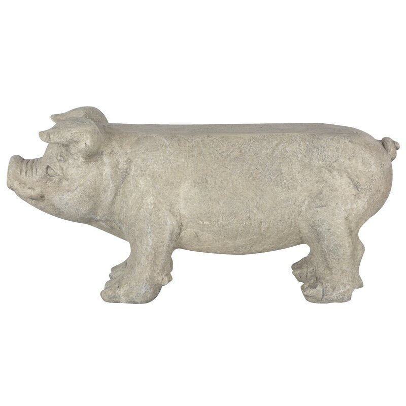 Rustic Pig Shaped Stone Garden Bench