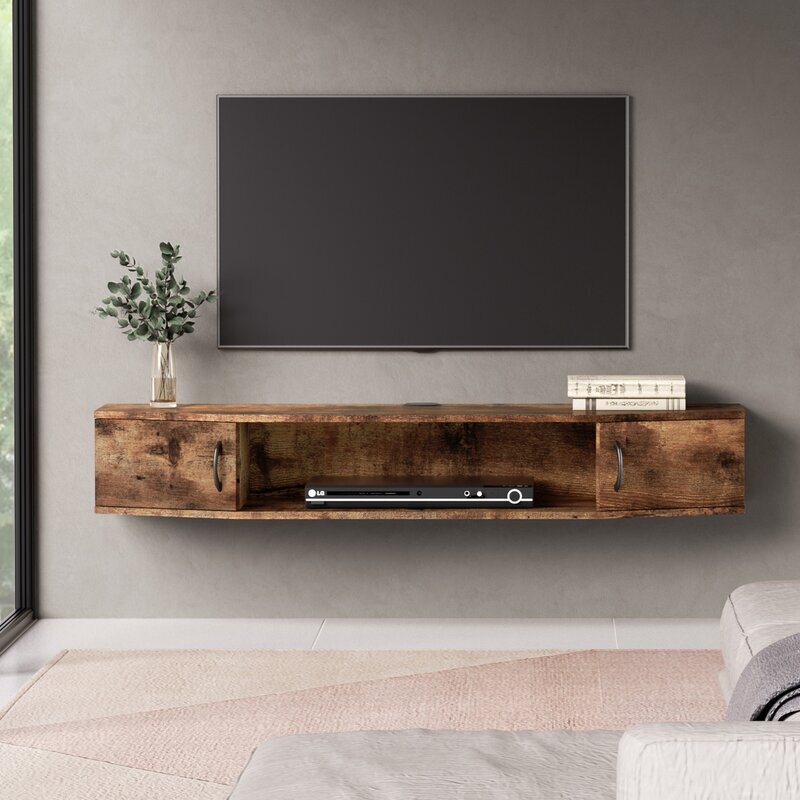 Rustic Wood TV Shelf
