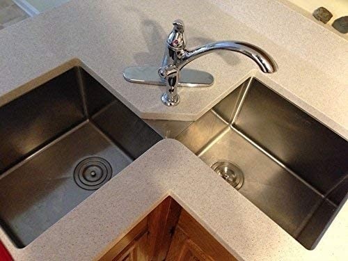 Ruvati RVH8400 Undermount Corner Kitchen Sink 16 Gauge 44" Double Bowl, Stainless Steel