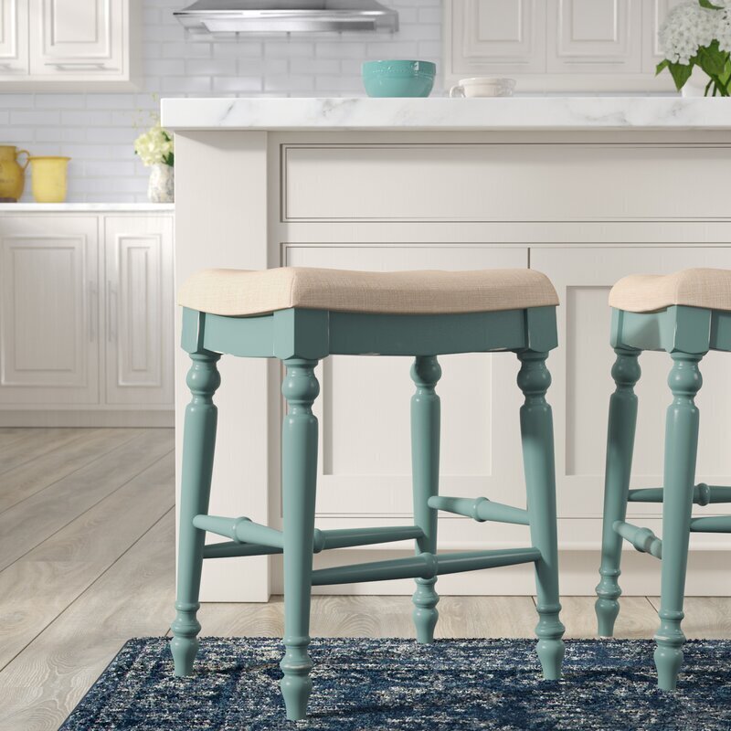 Saddle Barstool With Accent Legs