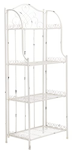 Safavieh PAT5014B Outdoor Collection Amaris Antique White Wrought Iron 4-Tier Bakers Rack