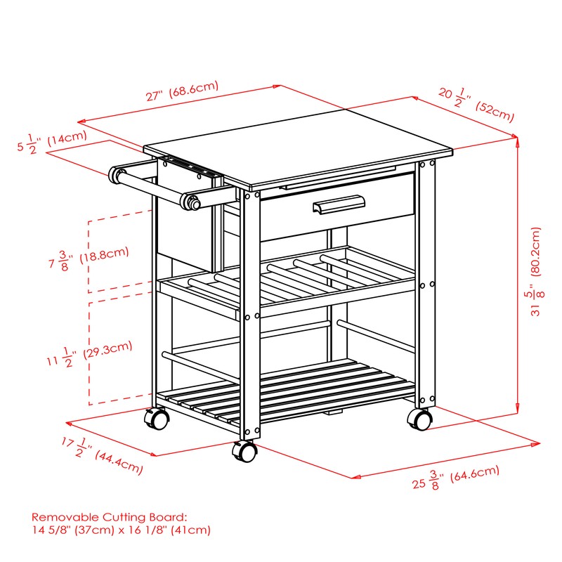 Schulenburg 35'' Wide Rolling Kitchen Cart