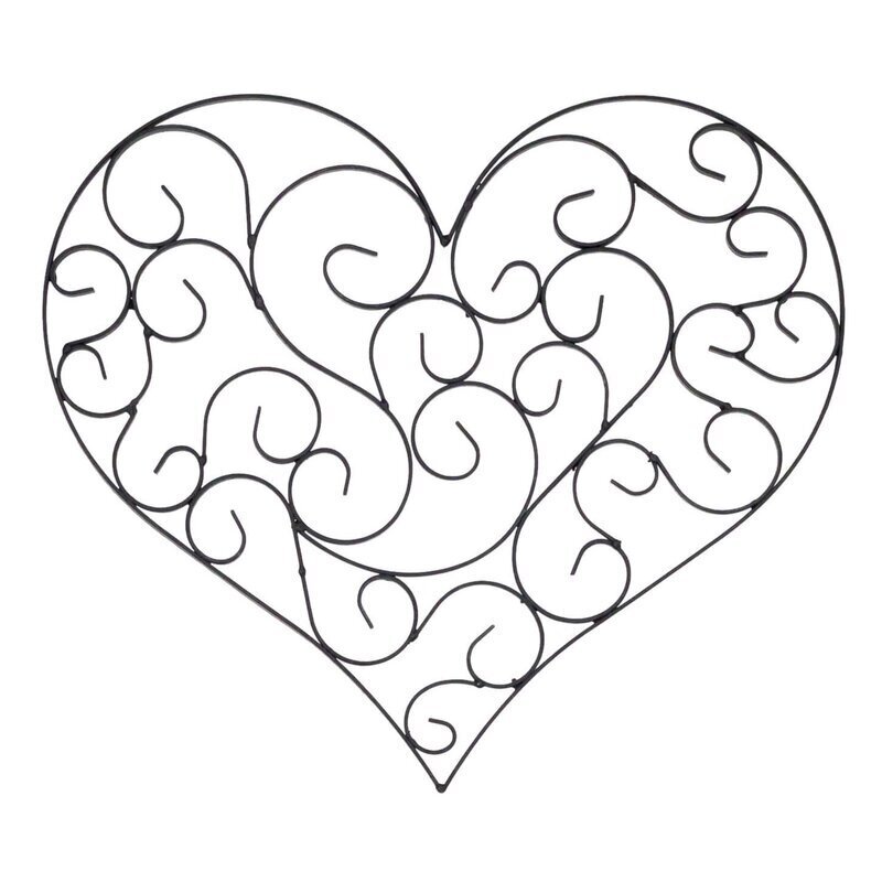 Scrolled heart shaped wall decor