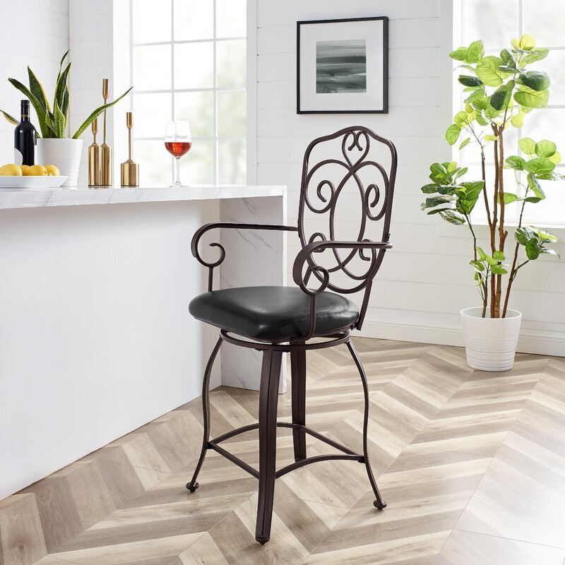 Scrolled Wrought Iron Stools Counter Height