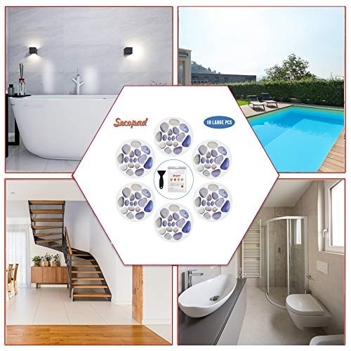 Secopad Non Slip Bathtub Stickers, 10 PCS Large Cobblestone Adhesive Anti Slip Decal Threads for Shower and Bath Tub with Premium Scraper