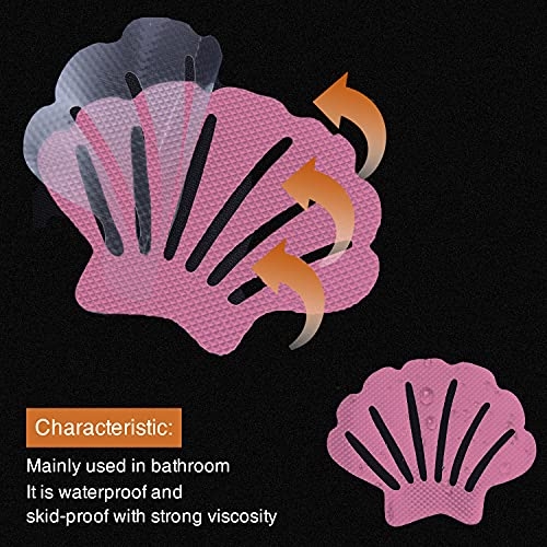 Secopad Non-Slip Bathtub Stickers, 24 PCS Shell Safety Bathroom Tubs Showers Treads Adhesive Decals Scraper (Pink)