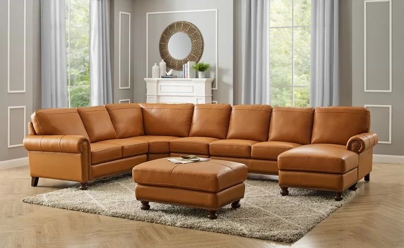 Sectional in Genuine Leather