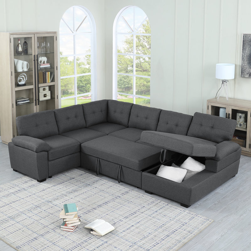 Sectional Sofa with Storage and Ottoman