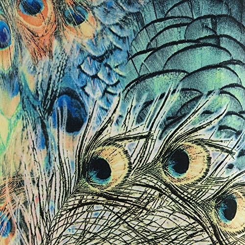 Set of 2 Peacock Print Medium Drum Lamp Shades 14" Top x 16" Bottom x 11" High (Spider) Replacement with Harp - Springcrest