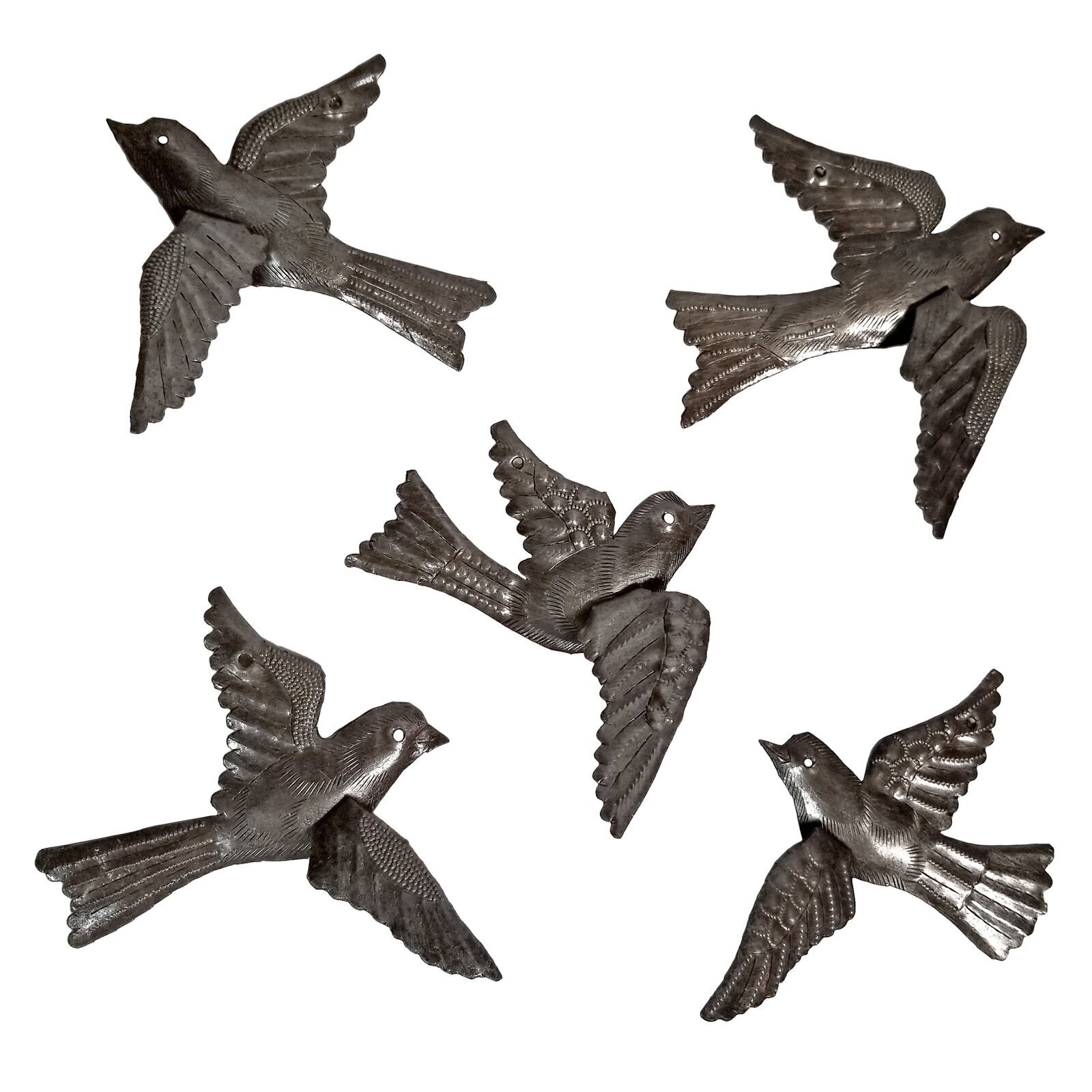 Set of Five Metal Birds Wall Art