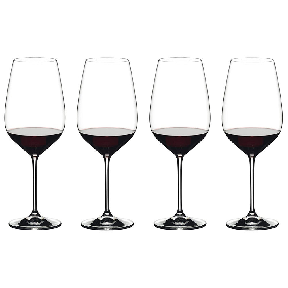 Set of four hand blown wine glasses
