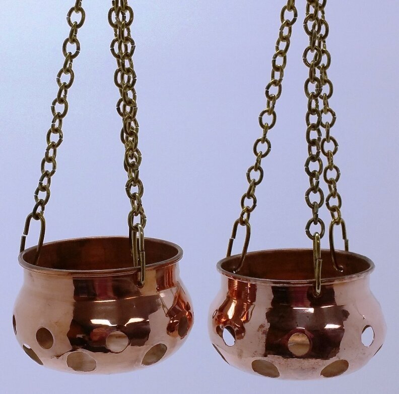 Set of Two Copper Hanging Candle Holders