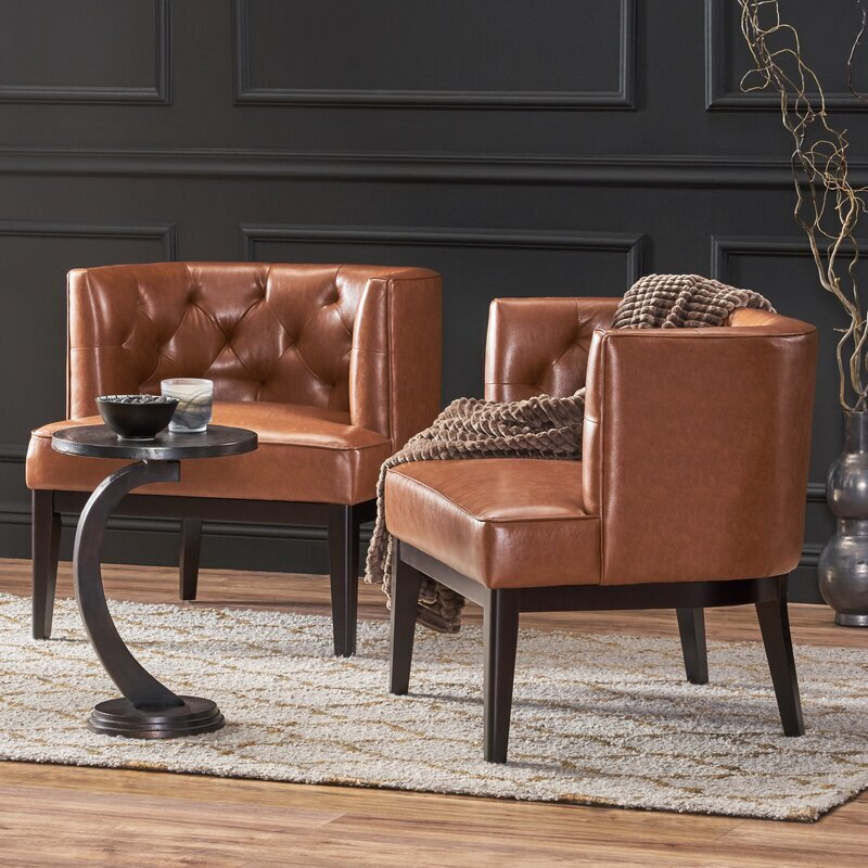 Set of two leather club chairs